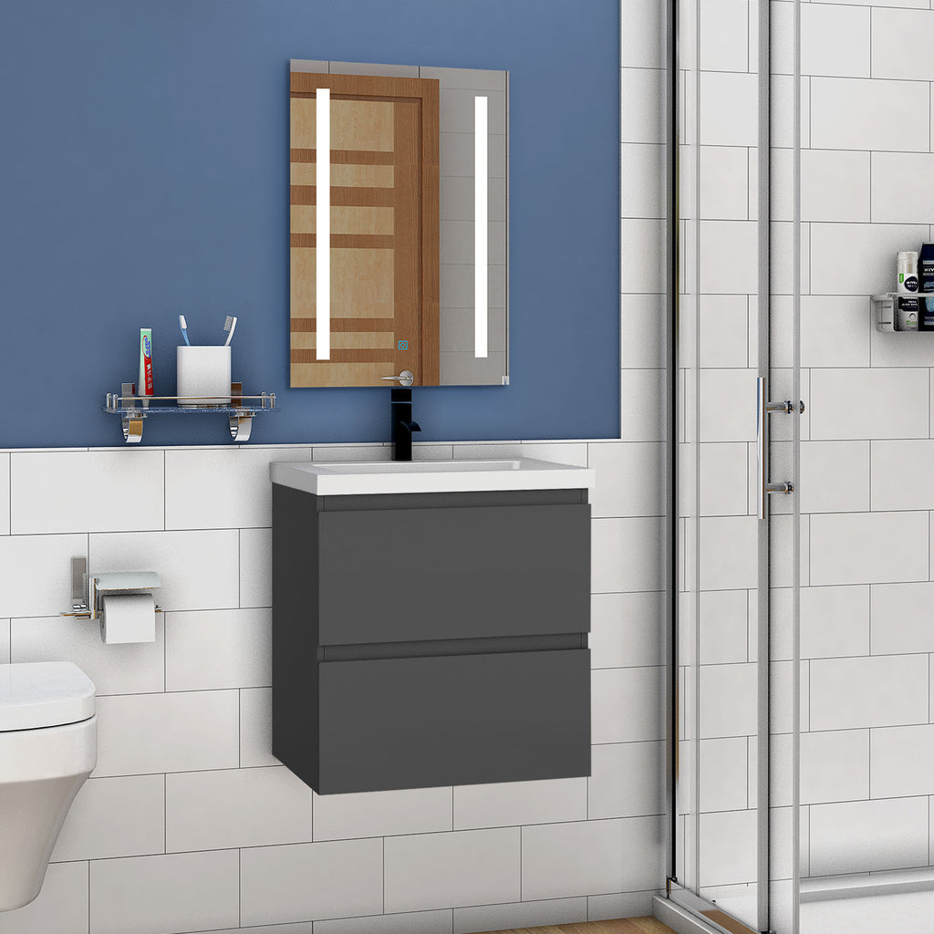 Wastafelonderbouw met onderkast 50 cm badkamermeubels met wastafel gastentoilet wit mat/antraciet mat/eik mat
