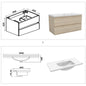 Wastafelonderbouw met onderkast 100 cm, Badkamer badmeubel met onderkast,wit mat/antraciet mat/eik mat