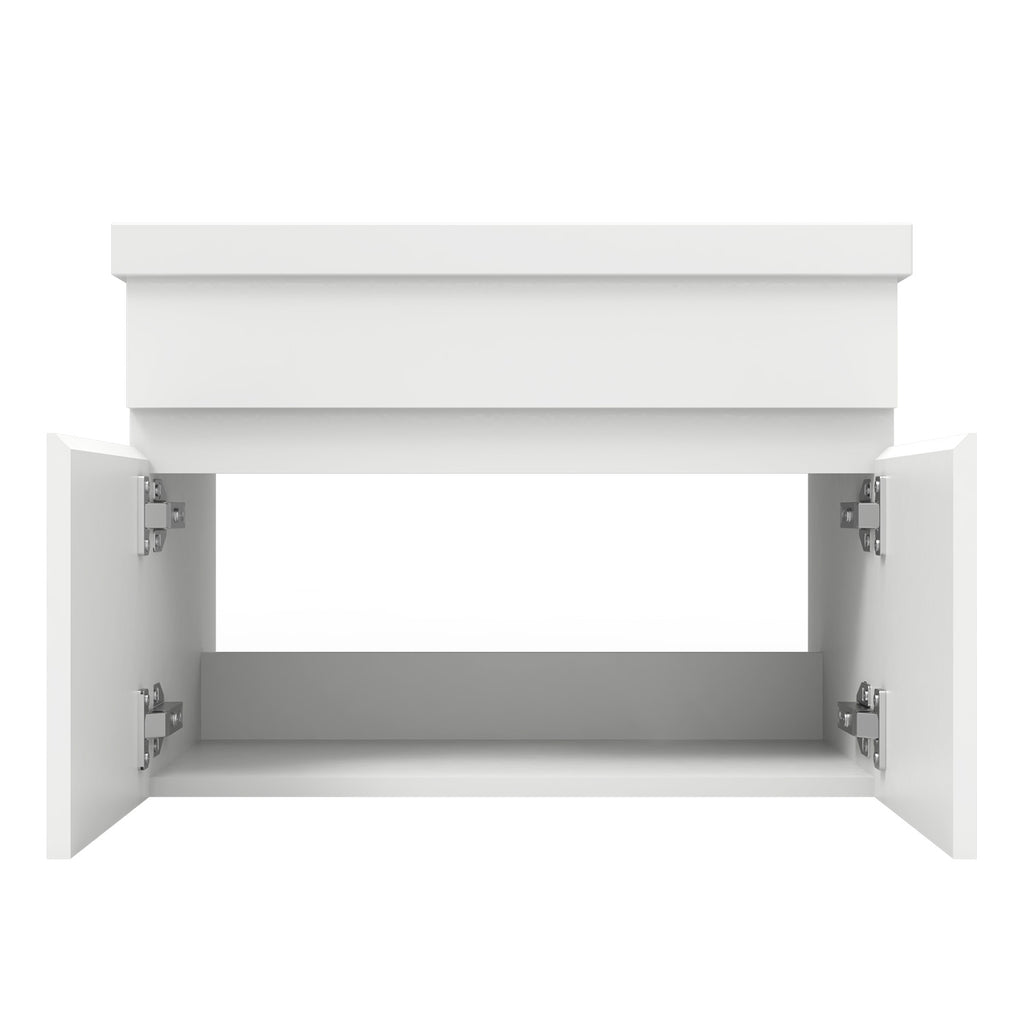 Wastafelonderbouw met onderkast 60 cm Badkamermeubels met keramische wastafel, gastentoilet,mat wit