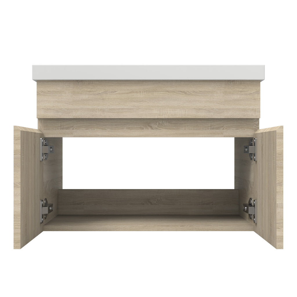 Wastafelonderbouw met onderkast 60 cm Badkamermeubels met keramische wastafel,gastentoilet,eik mat
