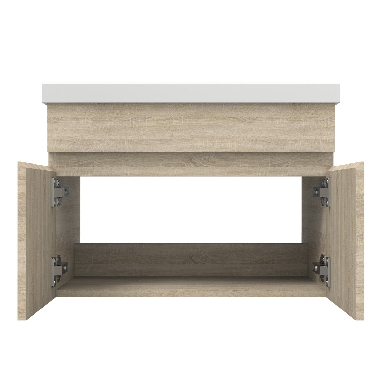 Wastafelonderbouw met onderkast 60 cm Badkamermeubels met keramische wastafel,gastentoilet,eik mat