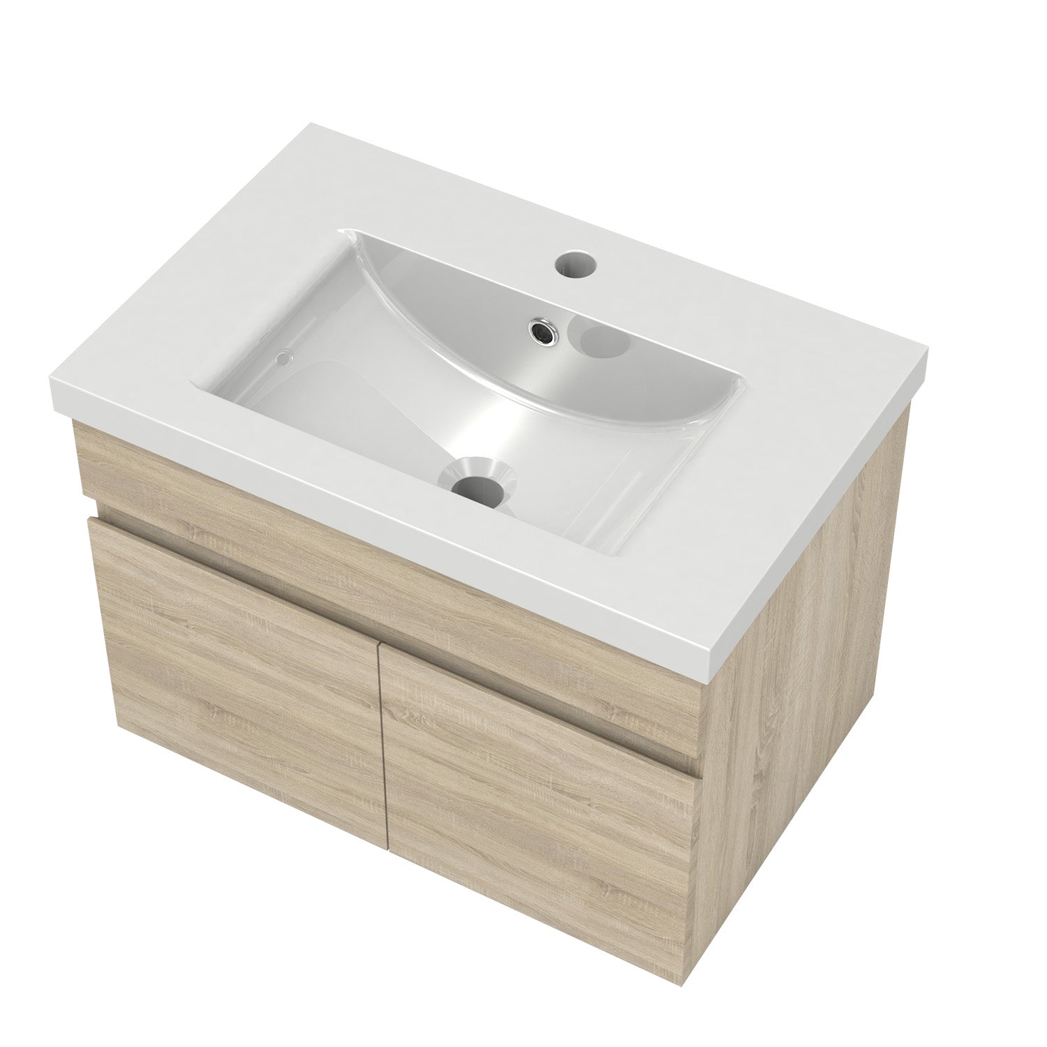 Wastafelonderbouw met onderkast 60 cm Badkamermeubels met keramische wastafel,gastentoilet,eik mat