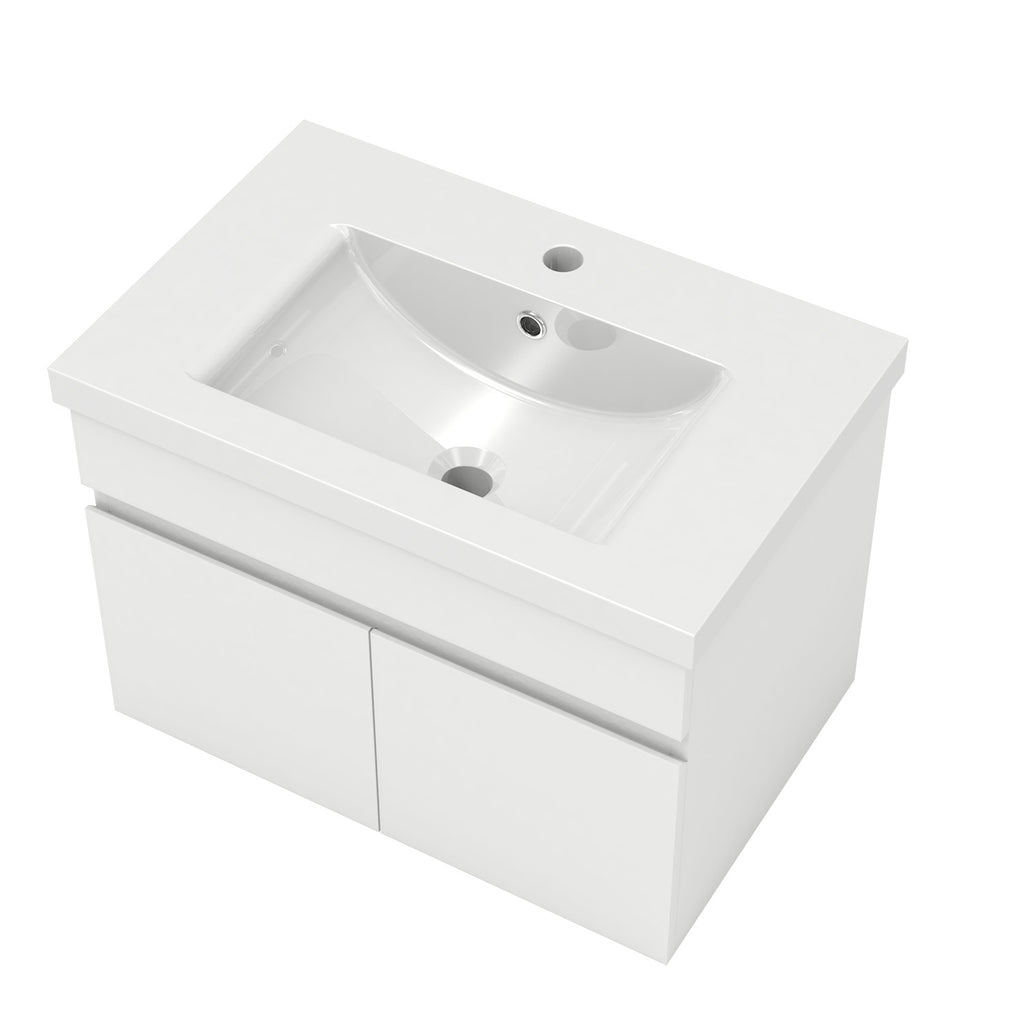 Wastafelonderbouw met onderkast 60 cm Badkamermeubels met keramische wastafel, gastentoilet,mat wit