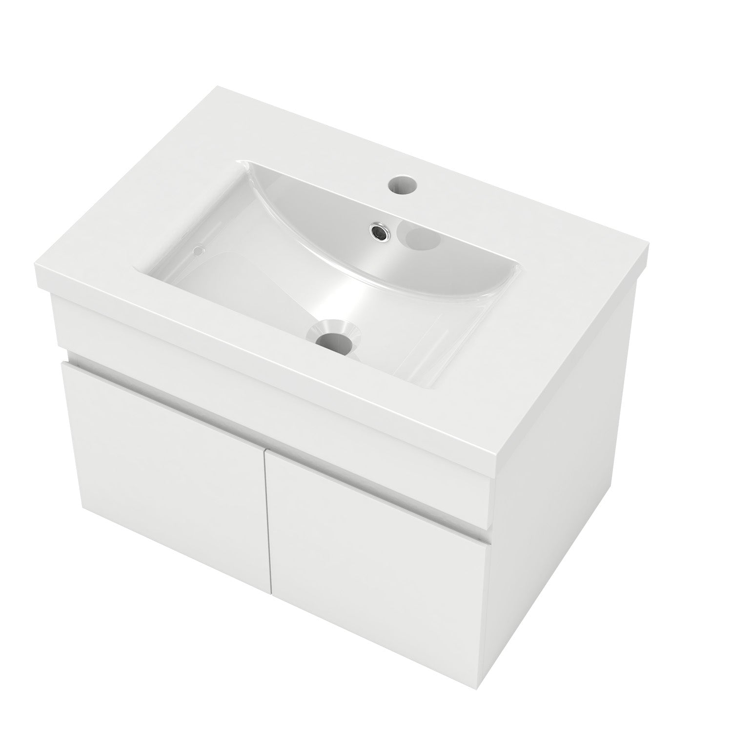 Wastafelonderbouw met onderkast 60 cm Badkamermeubels met keramische wastafel, gastentoilet,mat wit