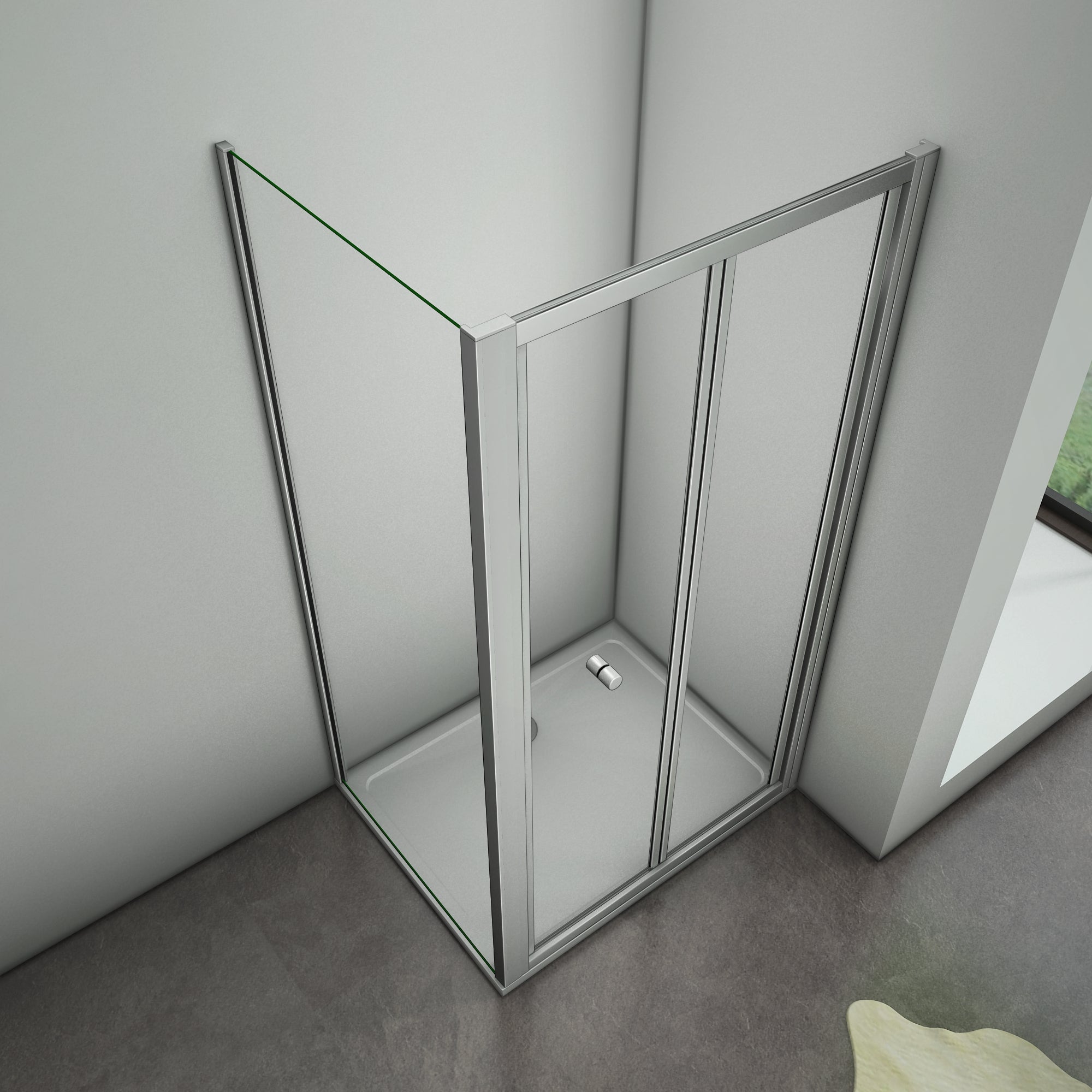 vouwbare douchedeur,douchecabine,zijpaneel,mat grijs profiel,5mm helder veiligheidsglas
