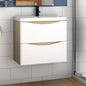 Badkamermeubel eiken wit 60-80cm wastafel met onderbouw incl. 2 lades soft-close functie