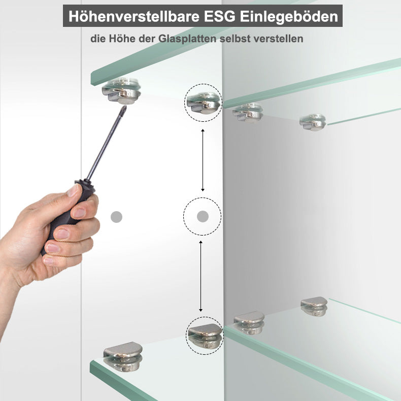 LED Badkamerspiegelkast met verlichting - 65x60 cm - aluminium met LED-verlichting verlichte spiegelkast infraroodsensorschakelaar, met stopcontacten voor scheerapparaten, koud wit