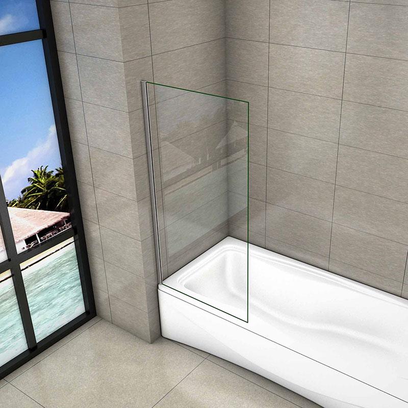 Badwand 6mm NANO coating helder veiligheidsglas 140cm hoog(diverse maten)