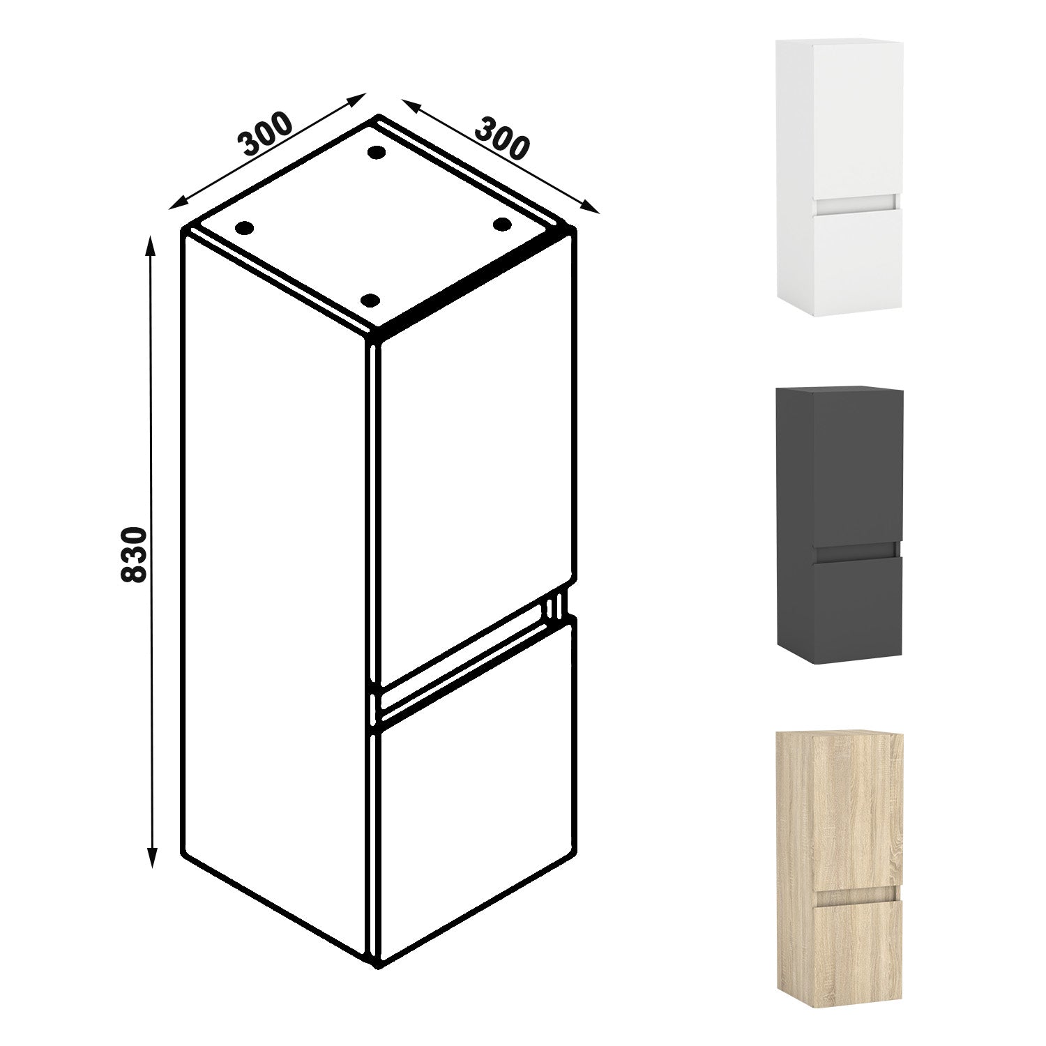 Hoge kast 83 tot 130 cm hangkast badkamerkast badkamerkast wit mat 80 cm