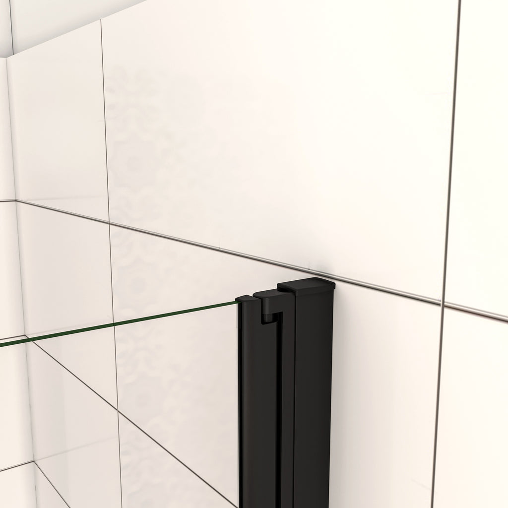 Douchedeur Vouwdeur 195cm hoog,Mat Zwart Profiel, 6mm NANO EasyClean veiligheidsglas