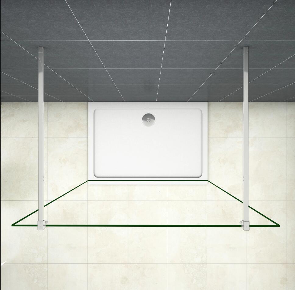 vrijstaande inloopdouche,profieloze douchescherm,10mm helder veiligdheidsglas nano easyclean antikalk,2x 90cm verchroomde stabilisatiestangen