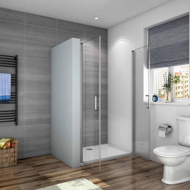 Douche Pendeldeur, 5 mm Helder Veiligheidsglas, 185cm Hoog, Mat Grijs