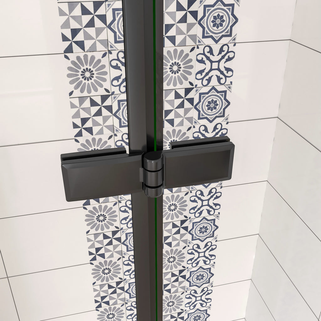 Douchedeur Vouwdeur 195cm hoog,Mat Zwart Profiel, 6mm NANO EasyClean veiligheidsglas