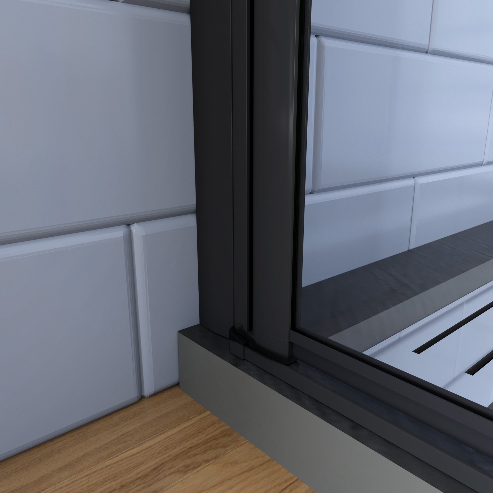Inloopdouche 195cm, Vouwdeur Mat Zwart Profiel ,6mm NANO EasyClean veiligheidsglas