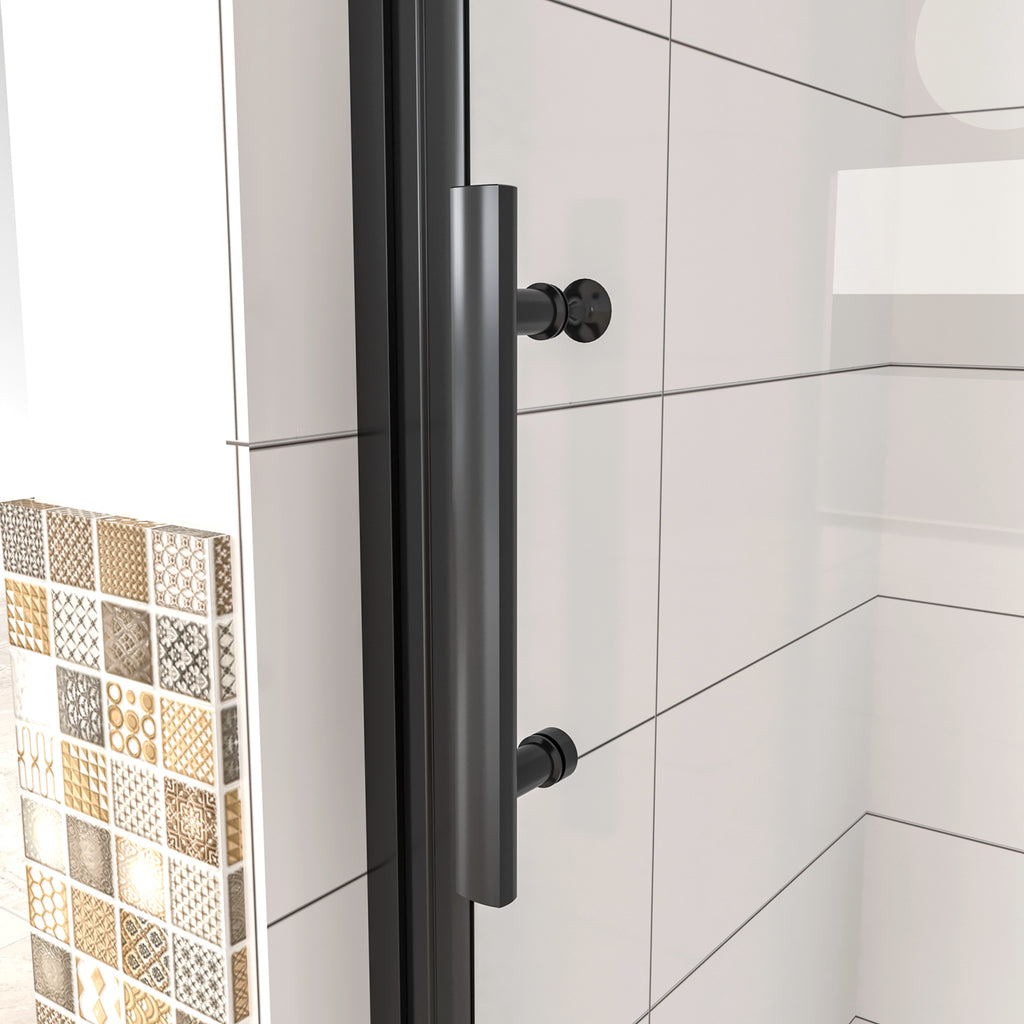 Douchedeur Vouwdeur 195cm hoog,Mat Zwart Profiel, 6mm NANO EasyClean veiligheidsglas