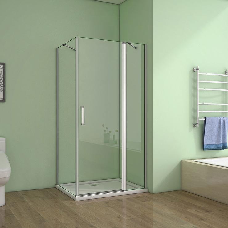 Doucheafscheiding draaideur met zijwand douchewand,hoogte 185cm
