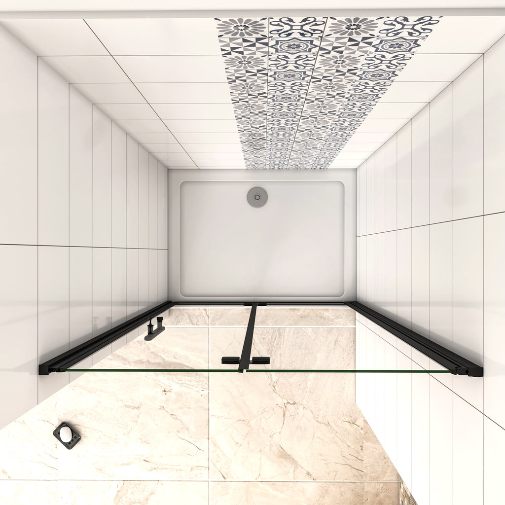 Douchedeur Vouwdeur 195cm hoog,Mat Zwart Profiel, 6mm NANO EasyClean veiligheidsglas