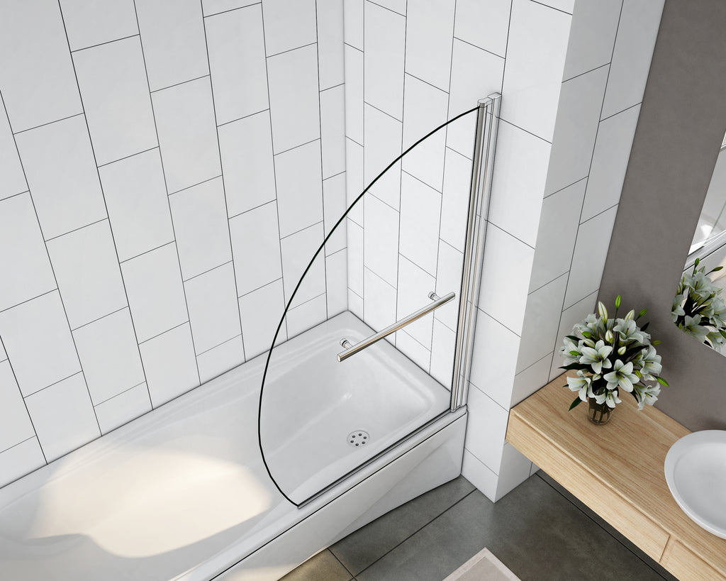 Kwartrond draaibaar pendel badwand 100x140cm, 180 graden draaibaar, 8 mm helder gehard veiligheids glas easyclean, 40 cm handdoekstang