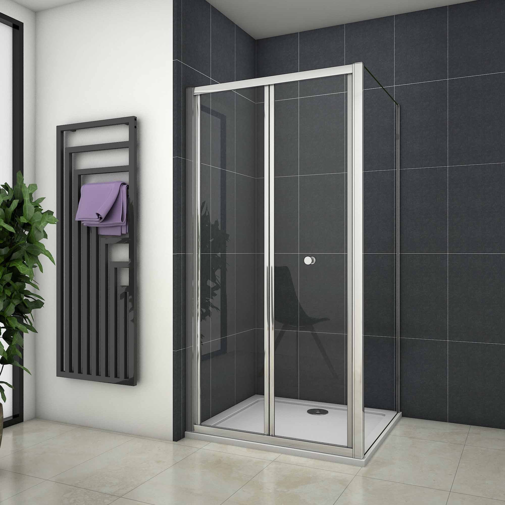 vouwbare douchedeur,douchecabine,zijpaneel,verchroomd profiel,6mm helder veiligheidsglas 100x185cm