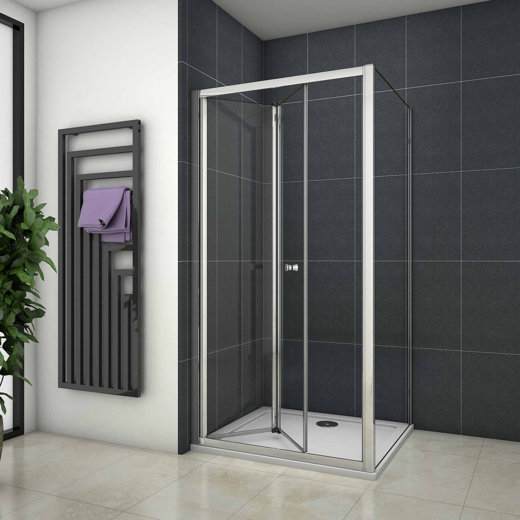 vouwbare douchedeur,douchecabine,zijpaneel,verchroomd profiel,6mm helder veiligheidsglas