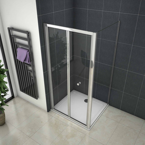 vouwbare douchedeur,douchecabine,zijpaneel,verchroomd profiel,6mm helder veiligheidsglas
