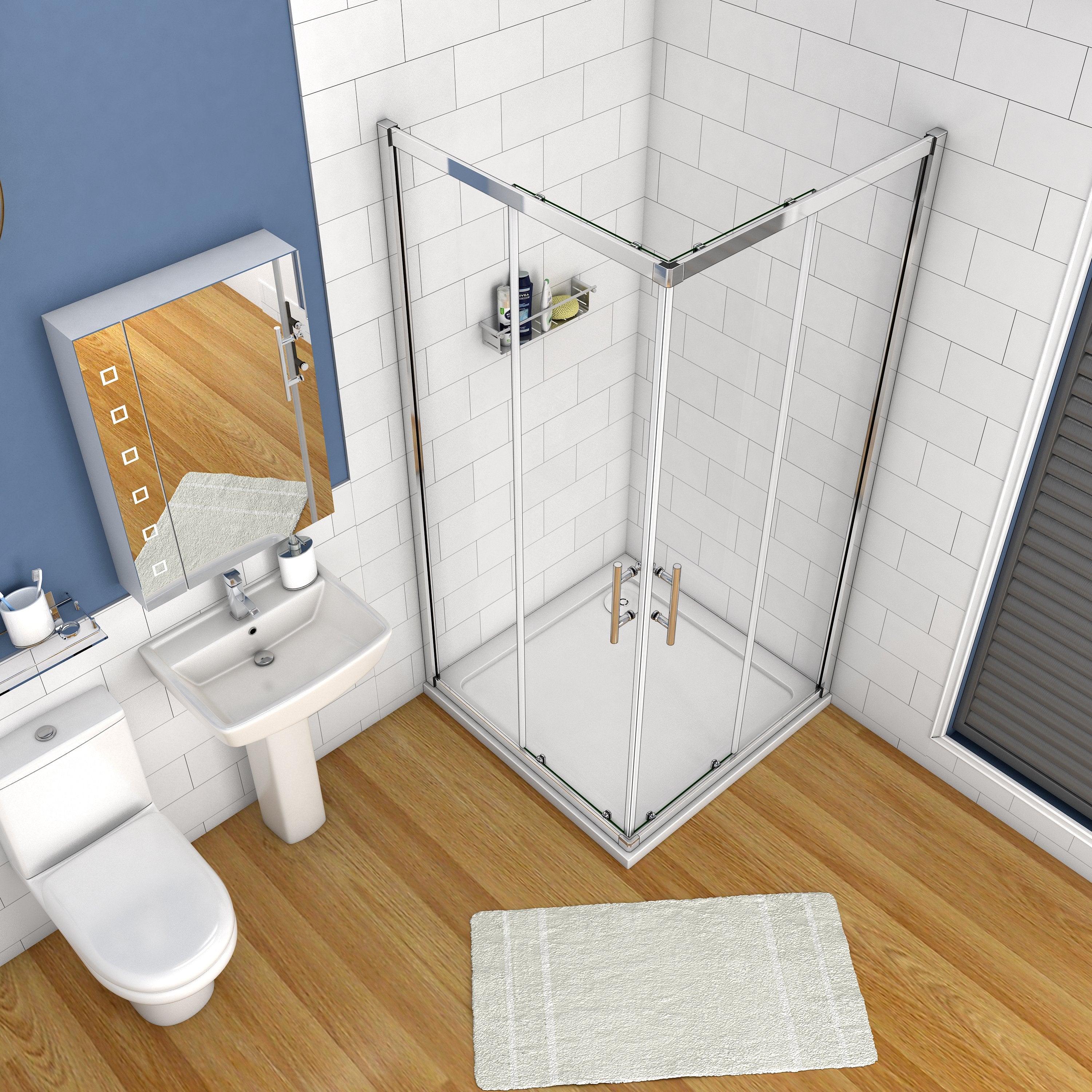 Douchecabine,dubbele schuifdeur,6mm nano veiligheidsglas ,195cm hoog