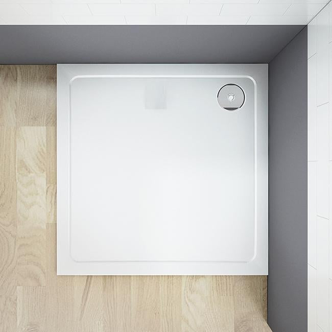 Rechthoekige douchebak kunststeen GelCoat,inclusief afvoeren afvoerbuis,30mm hoog.