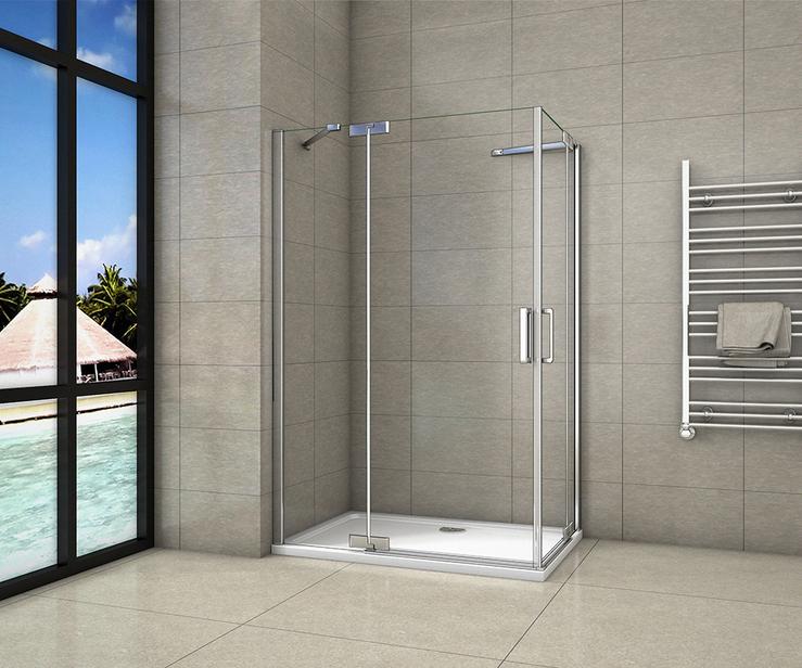 Douchecabine hoekinstap draaideur 8 mm NANO GLAS 200 cm hoog(niet omkeerbaar) 90x200cm