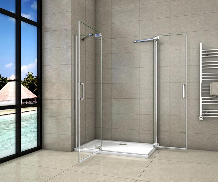 Douchecabine hoekinstap draaideur 8 mm NANO GLAS 200 cm hoog(niet omkeerbaar)