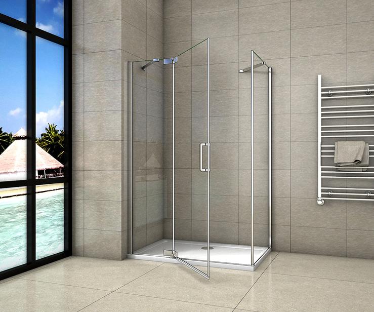 Douchecabine draaideur, 8mm helder gehard nano antikalkglas, 2x stabilisatorstangen