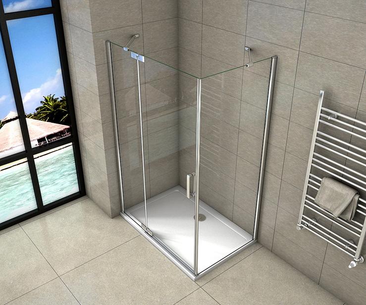 Douchecabine draaideur, 8mm helder gehard nano antikalkglas, 2x stabilisatorstangen