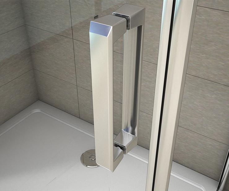Douchecabine draaideur, 8mm helder gehard nano antikalkglas, 2x stabilisatorstangen