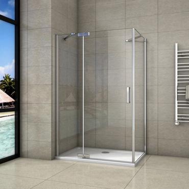 Douchecabine draaideur, 8mm helder gehard nano antikalkglas, 2x stabilisatorstangen