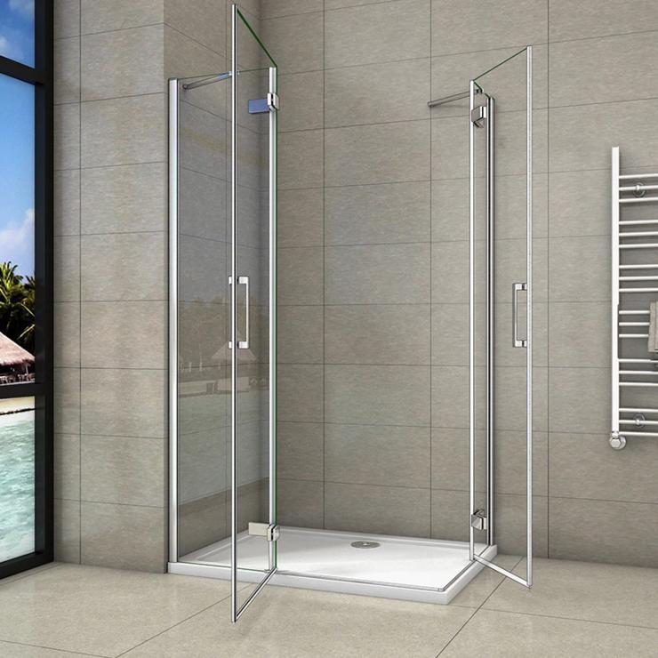 Douchecabine hoekinstap douchewand 2x draaideur 8mm NANO glas 200cm hoog