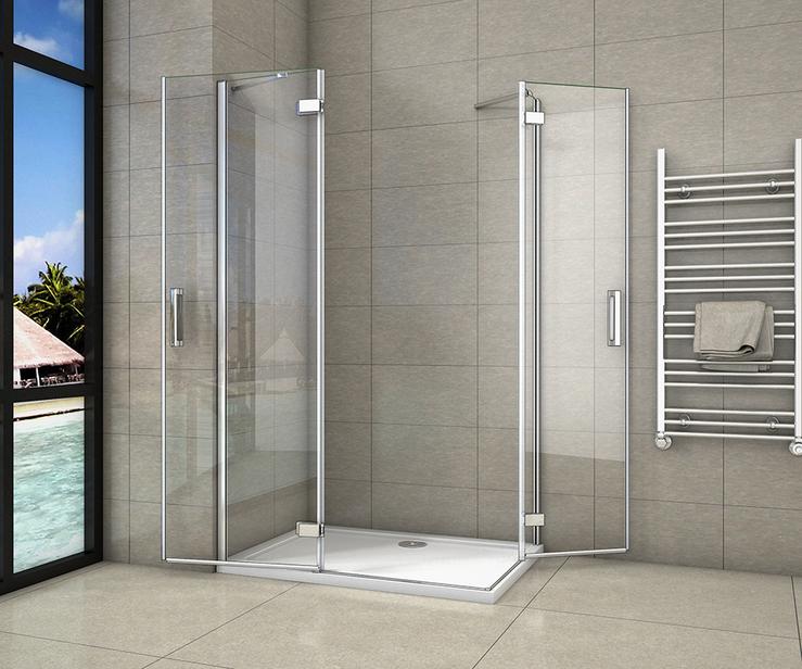 Douchecabine hoekinstap douchewand 2x draaideur 8mm NANO glas 200cm hoog