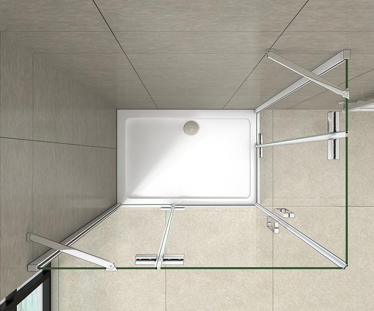 Douchecabine hoekinstap douchewand 2x draaideur 8mm NANO glas 200cm hoog