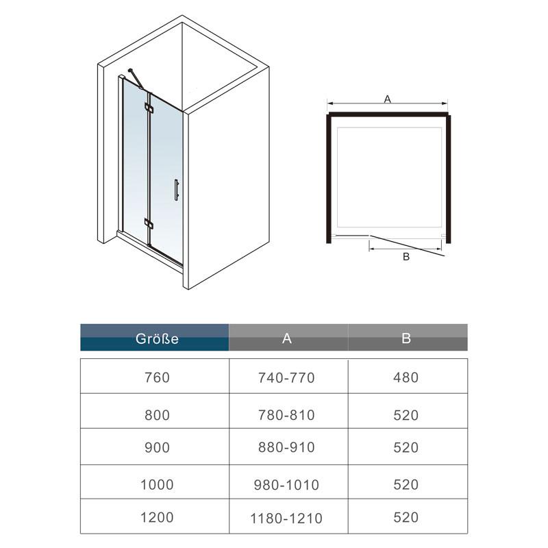 6mm nano veiligheidsglas, vouwdeur douchedeur met een vastdeur£¬hoogte 185cm