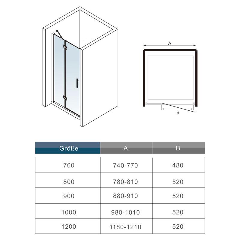 6mm nano veiligheidsglas, vouwdeur douchedeur met een vastdeur¡ê?hoogte 185cm