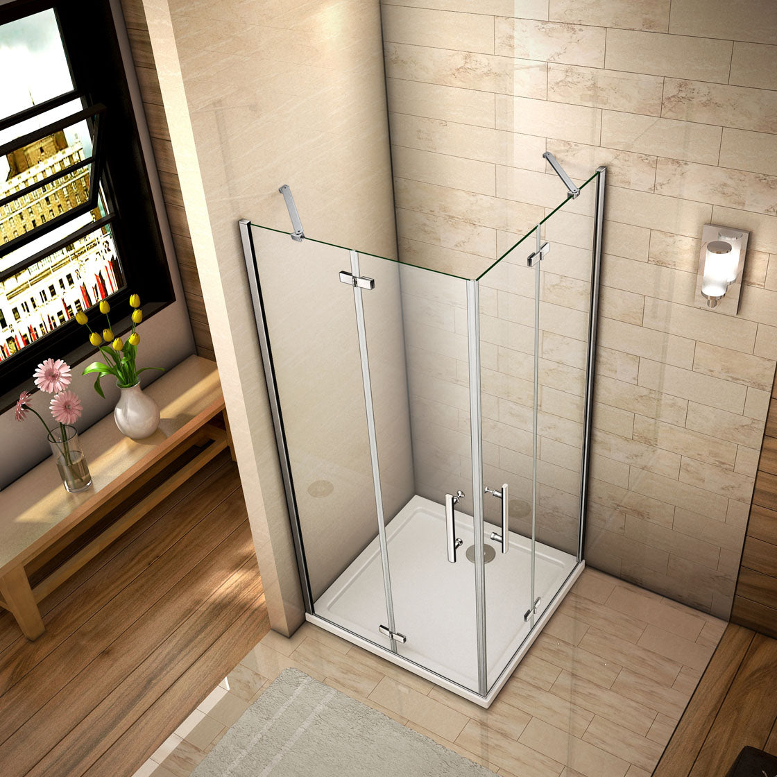 Hoek-instap draaideur douchecabine,6mm helder nano veiligheidsglas easyclean antikalk,hoogte 185cm