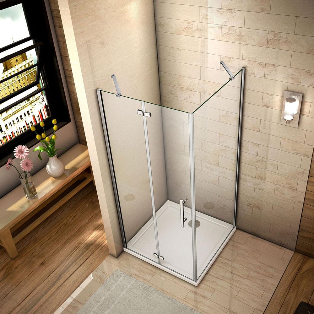 Douchecabine,zijwand,hoek-instap nis douchecabine,scharnieren draaideur,6mm nano veiligheidsglas easyclean antikalk
