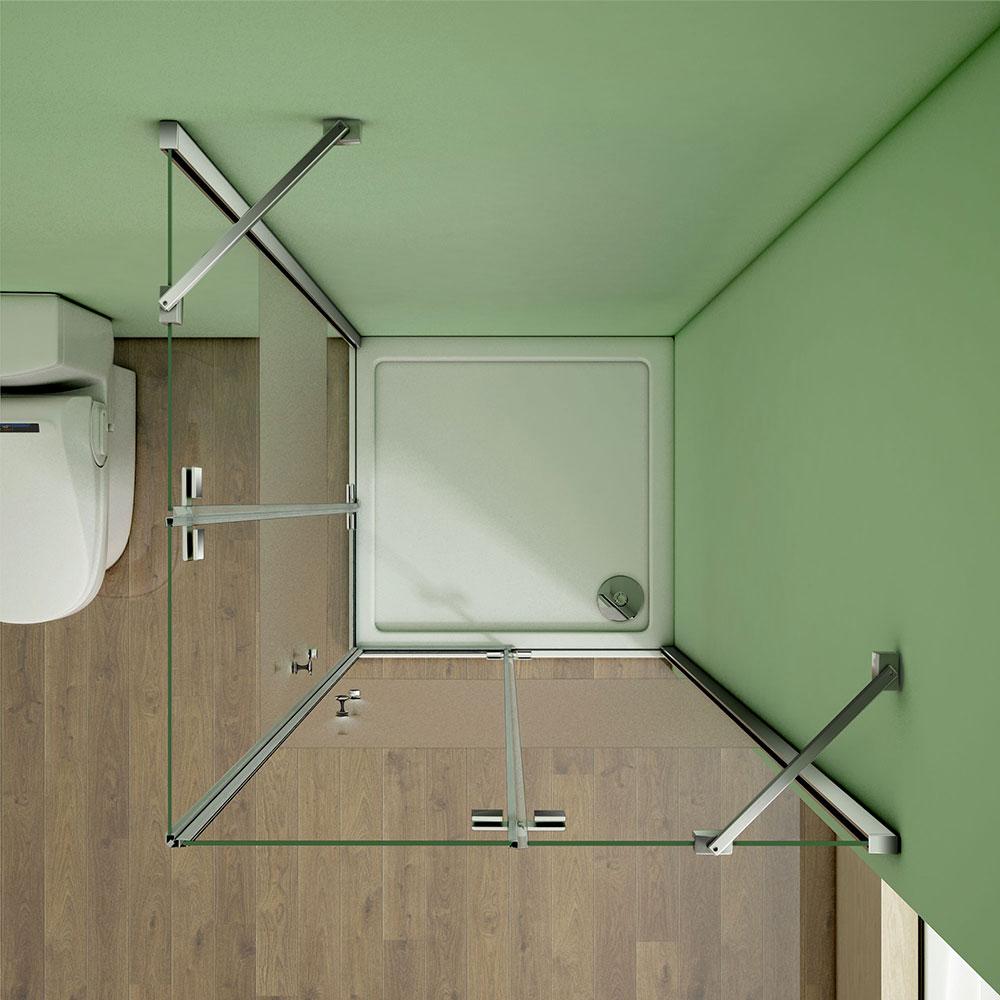 Douchecabine 195cm,2xdraaideur, 6mm NANO GLAS | deels gesatineerd
