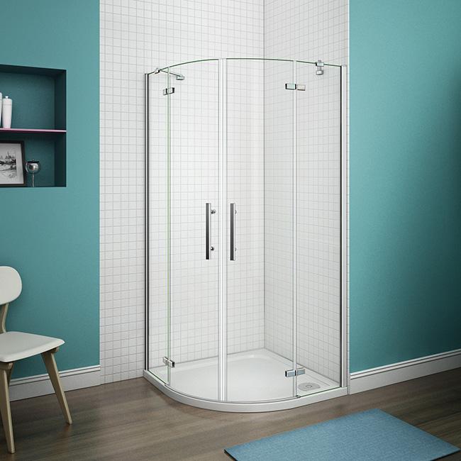 kwartronde douchecabine,dubbele draaideur,hoek-instap douchecabine,6mm helder veiligheidsglas,antikalk