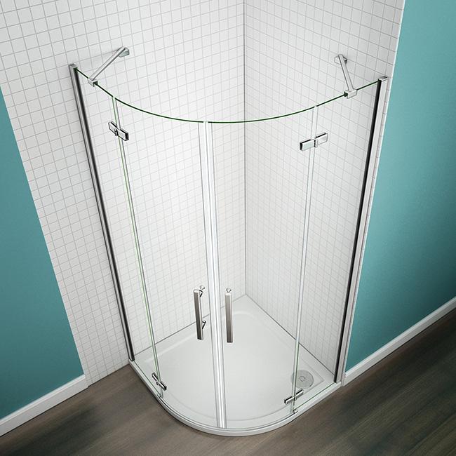 kwartronde douchecabine,dubbele draaideur,hoek-instap douchecabine,6mm helder veiligheidsglas,antikalk