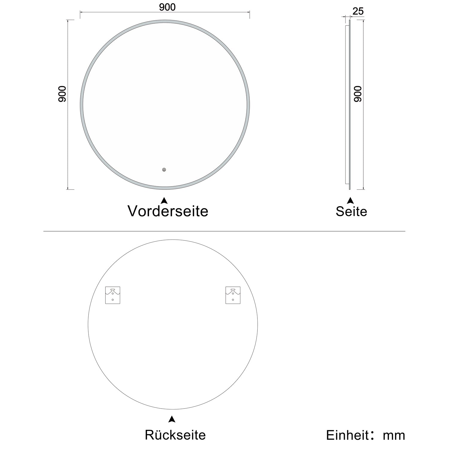 LED Ronde Badkamerspiegel Diameter 50-100cm Met Verlichting Enkele Touch Sensor Schakelaar Anti-condens 90 cm Rond-A Ja