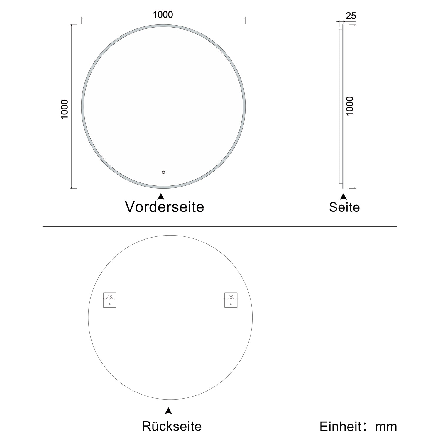 LED Ronde Badkamerspiegel Diameter 50-100cm Met Verlichting Enkele Touch Sensor Schakelaar Anti-condens 100 cm Rond-A Ja