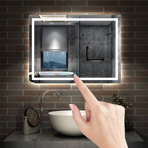 Badkamerspiegel 70-120 cm LED spiegel met verlichting,wandspiegel,enkele touch schakelaar,anti-condens,koud wit