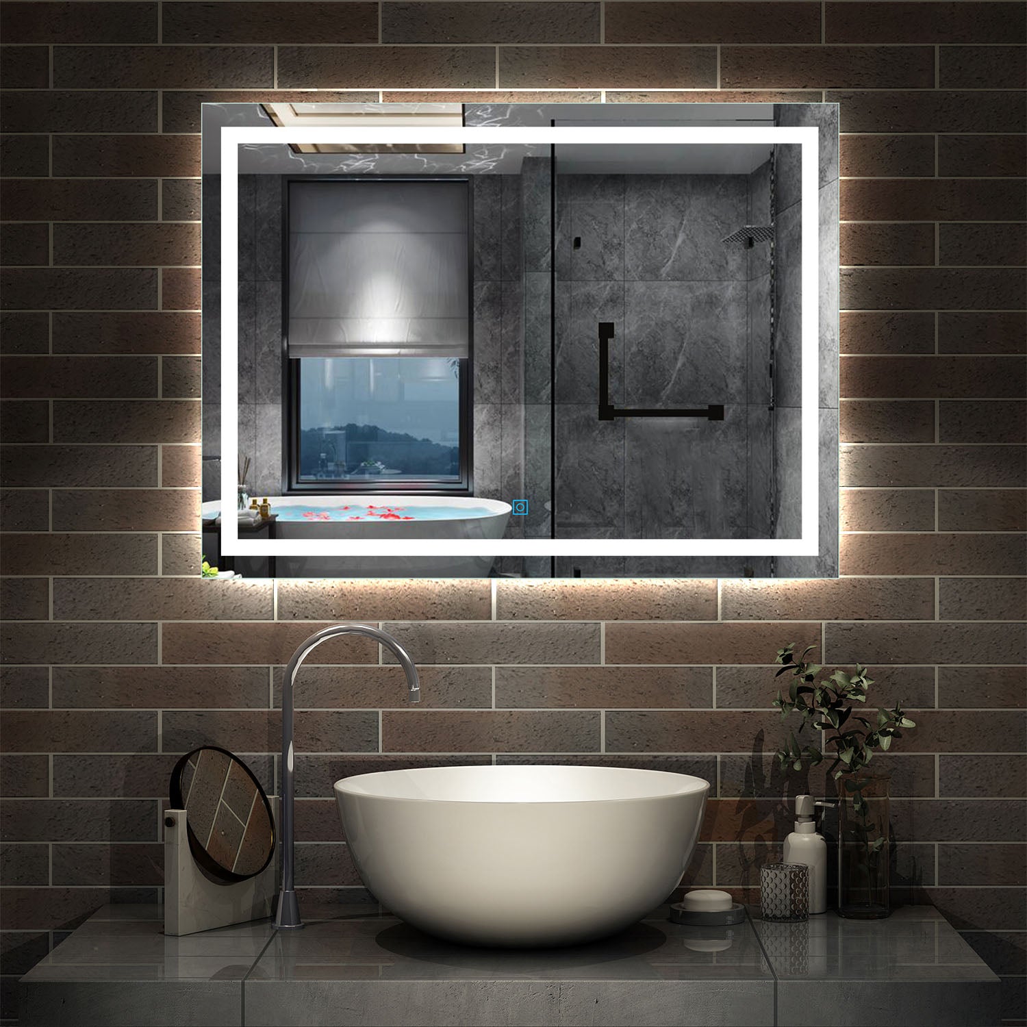 Badkamerspiegel 70-120 cm LED spiegel met verlichting,wandspiegel,enkele touch schakelaar,anti-condens,koud wit