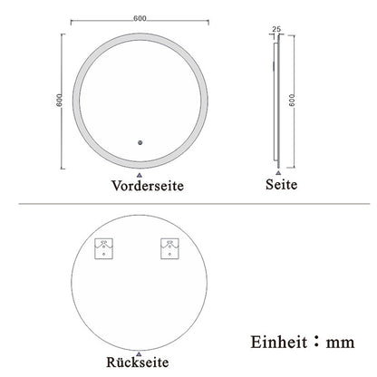LED Ronde Badkamerspiegel Diameter 50-100cm Met Verlichting Enkele Touch Sensor Schakelaar Anti-condens