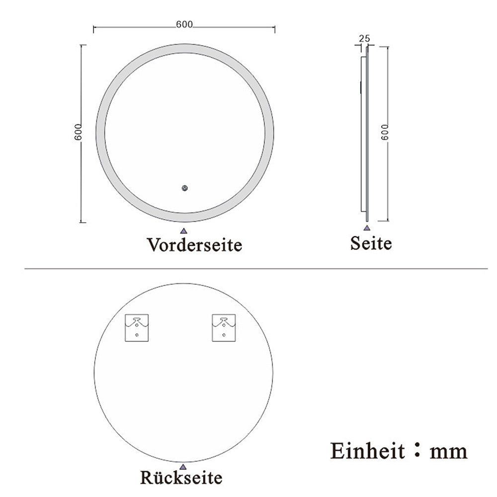 LED Ronde Badkamerspiegel Diameter 50-100cm Met Verlichting Enkele Touch Sensor Schakelaar Anti-condens 60 cm Rond-B Ja