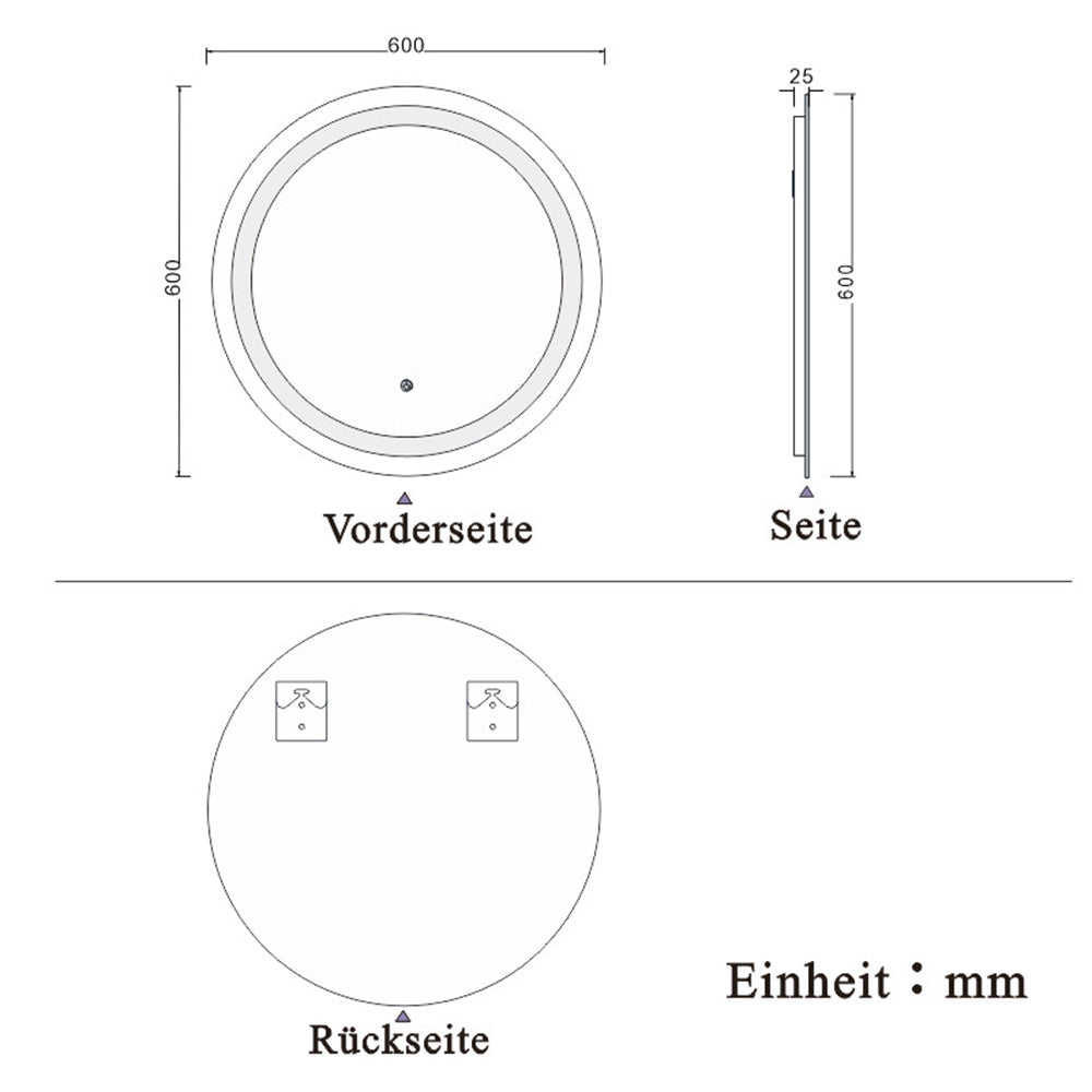 LED Ronde Badkamerspiegel Diameter 50-100cm Met Verlichting Enkele Touch Sensor Schakelaar Anti-condens 60 cm Rond-C Ja